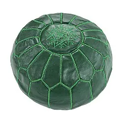 Pouf - Marocain en cuir (vert foncé)
