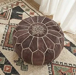 Pouf - Marocain en cuir (marron foncé)