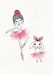 Tapis enfant - Dancing ballerinas (rose)
