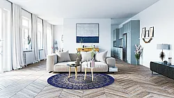 Tapis rond - Sandrigo (bleu/beige)