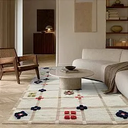 Tapis de laine - Lausanne Flatweave Tufted Premium (blanc/beige)