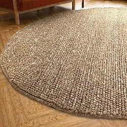 Tapis rond - Avafors Wool Bubble (marron clair/blanc)