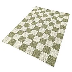 Tapis de laine - Dundee (vert/blanc)