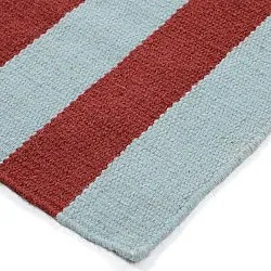 Tapis de laine - Peniche (bleu clair/rouge)