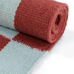 Tapis de laine - Peniche (bleu clair/rouge)