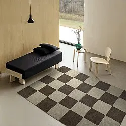 Tapis en laine - Scacco (noir/beige)