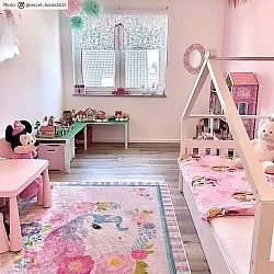 Tapis enfant - Unicorn Flowers (rose)