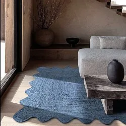 Tapis en jute ondulé - San Francisco (bleu)