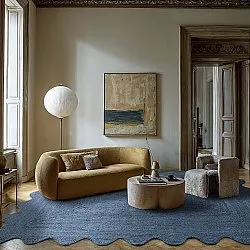 Tapis en jute ondulé - San Francisco (bleu)