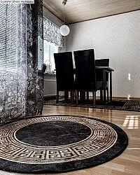 Tapis rond - Tilos (noir/doré)