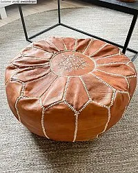 Pouf - Cuir marocain (marron clair)