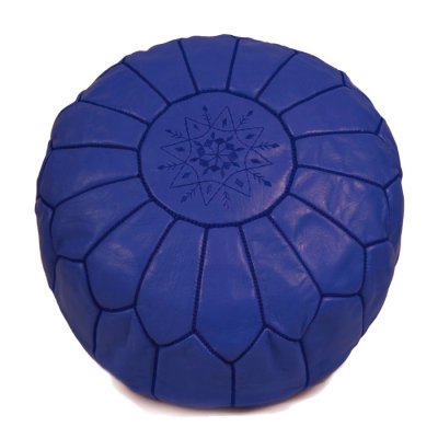Pouf - Marocain en cuir (Bleu)