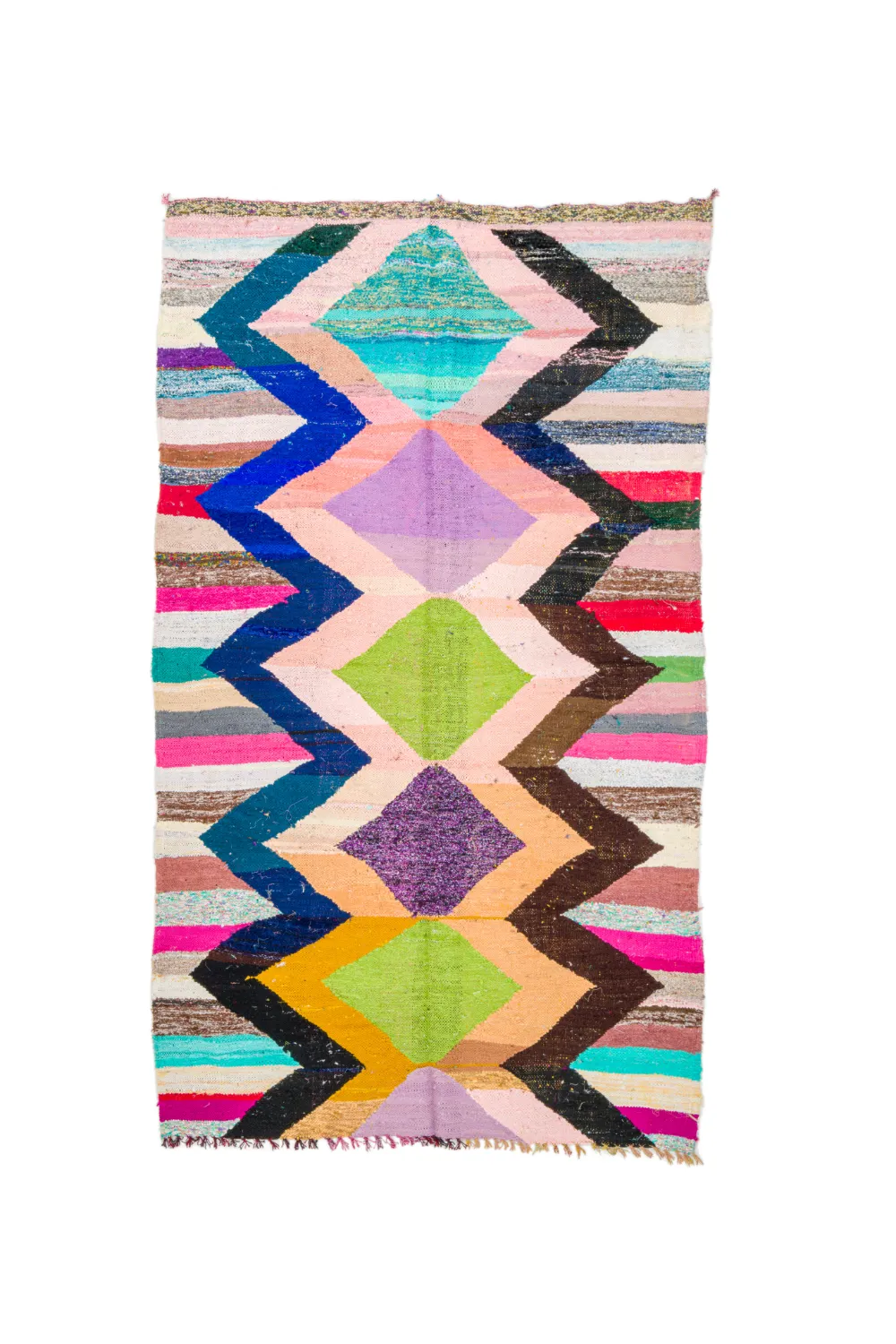 Tapis berbère marocain Boucherouite 155 x 260 cm