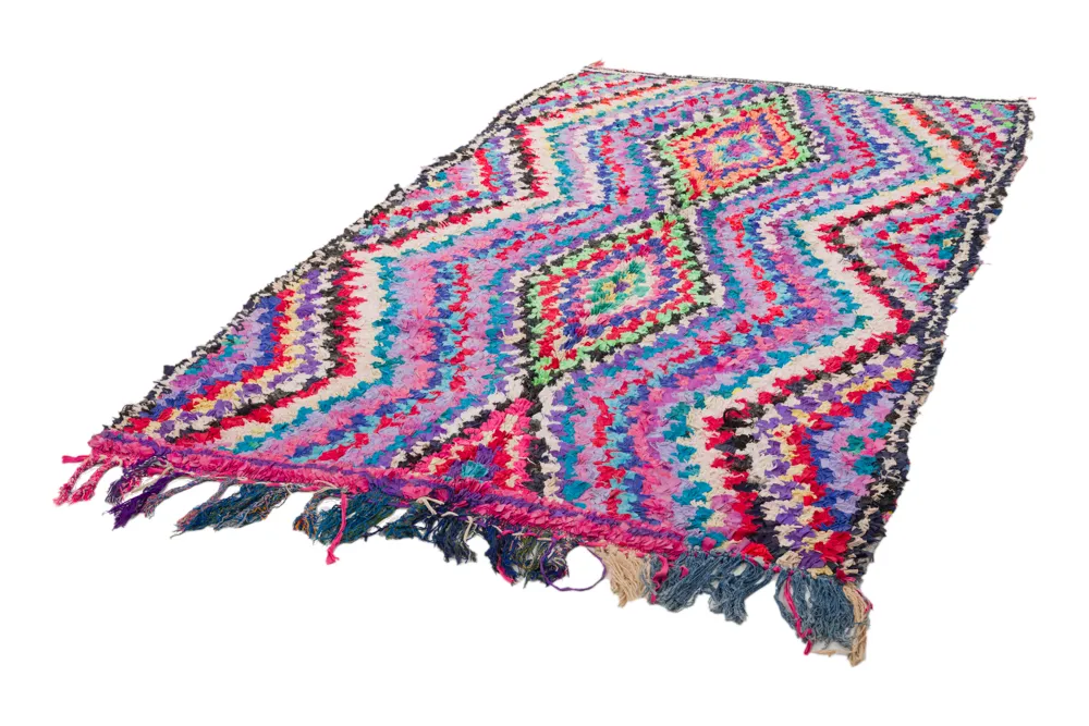 Tapis berbère marocain Boucherouite 270 x 145 cm