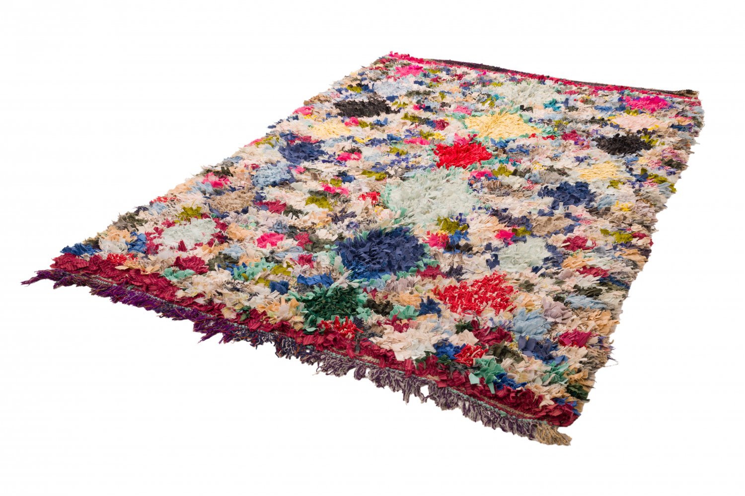 Tapis berbère marocain boucherouite vintage 238 x 85 cm