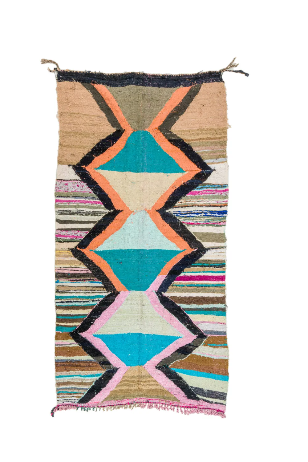 Tapis berbère marocain Boucherouite 135 x 265 cm