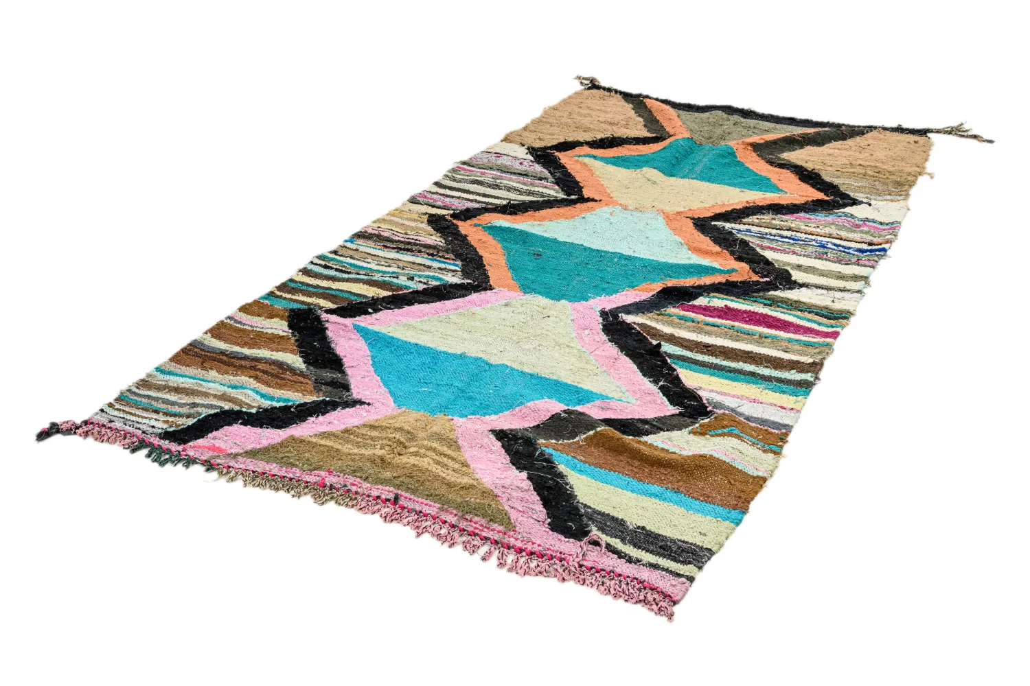 Tapis berbère marocain Boucherouite 135 x 265 cm