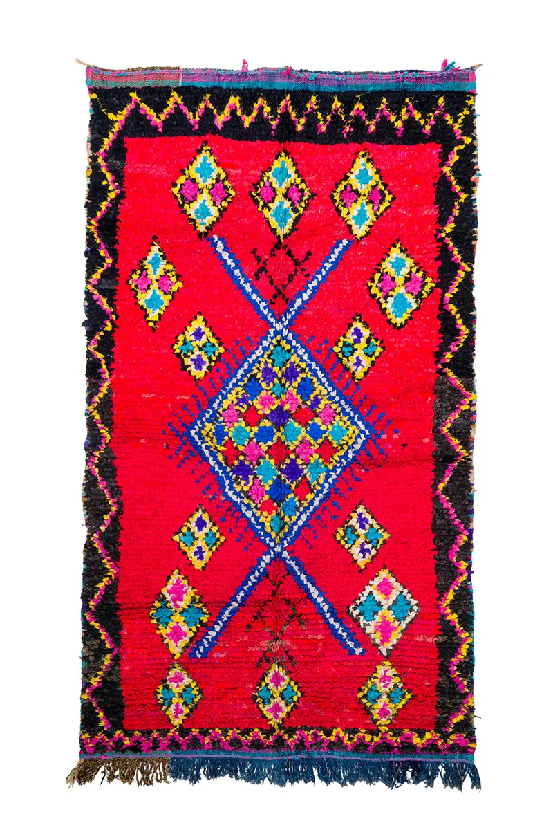 Tapis berbère marocain Boucherouite 170 x 300 cm