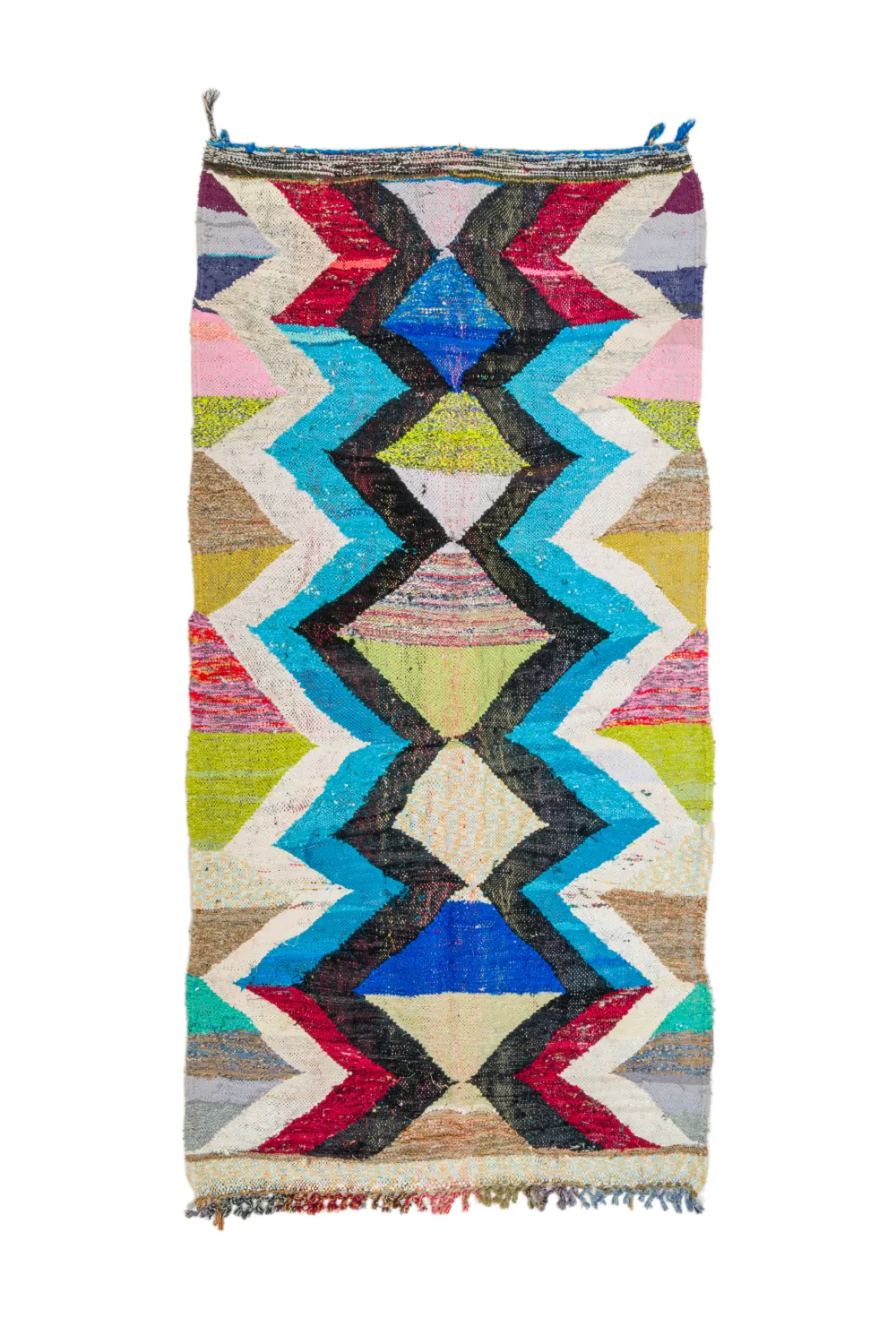 Tapis berbère marocain Boucherouite 125 x 250 cm