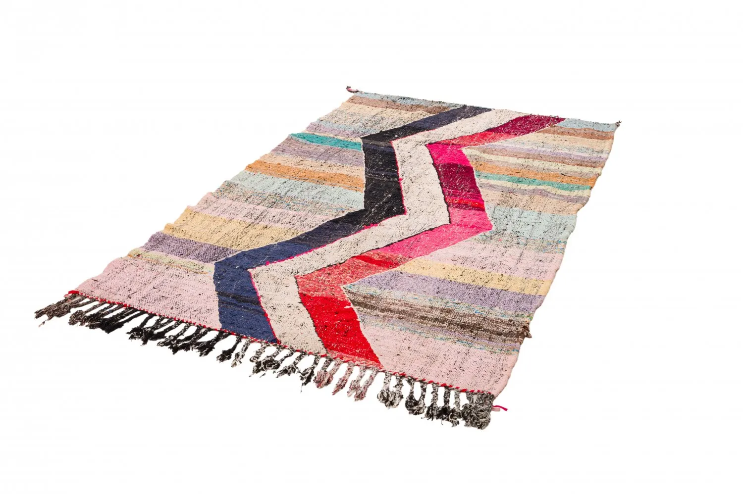 Tapis berbère marocain Boucherouite 125 x 220 cm