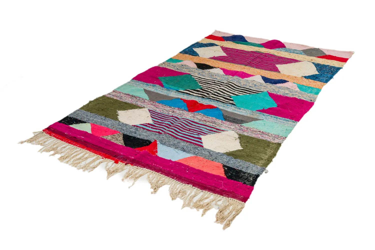 Tapis berbère marocain Boucherouite 145 x 250 cm