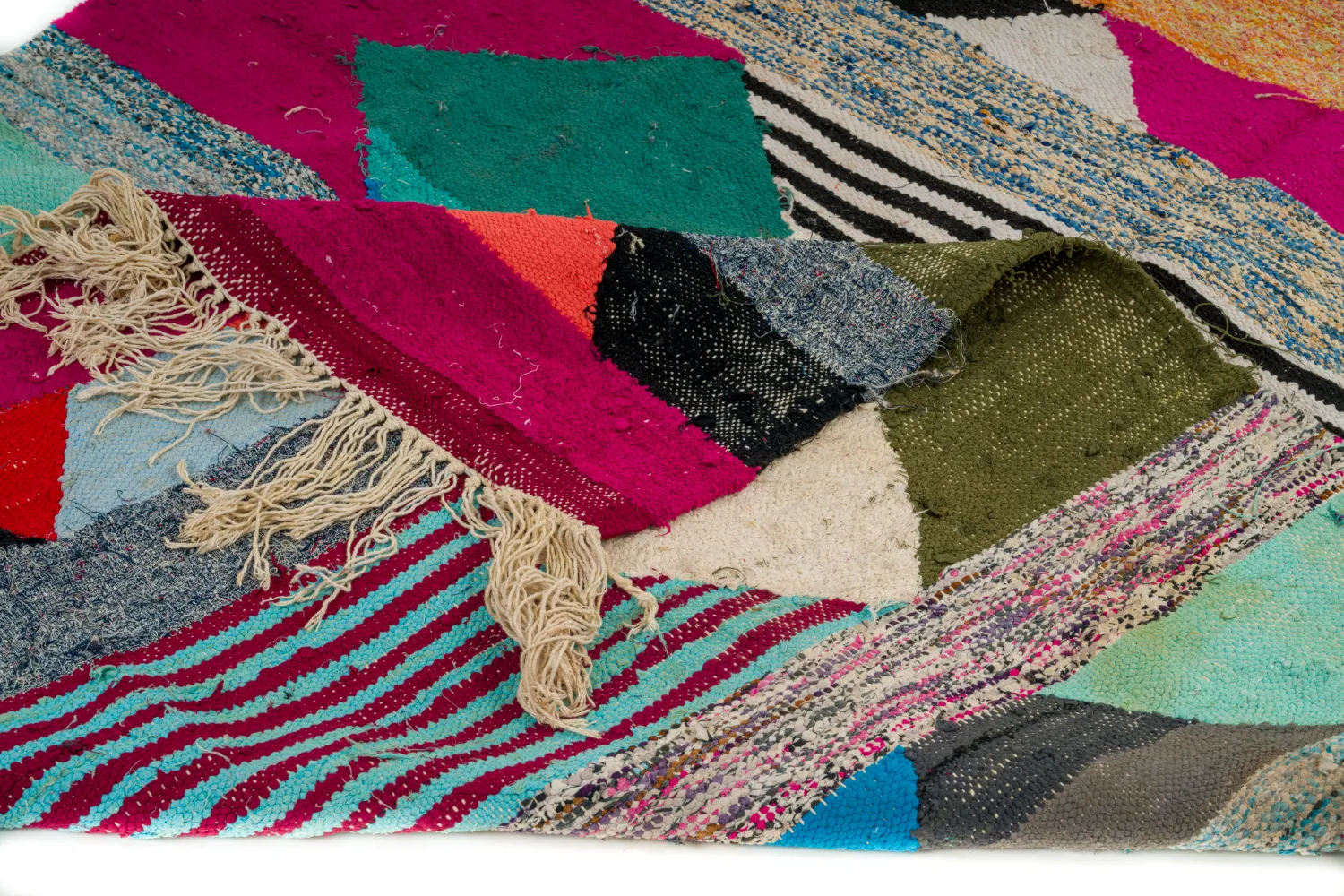 Tapis berbère marocain Boucherouite 145 x 250 cm