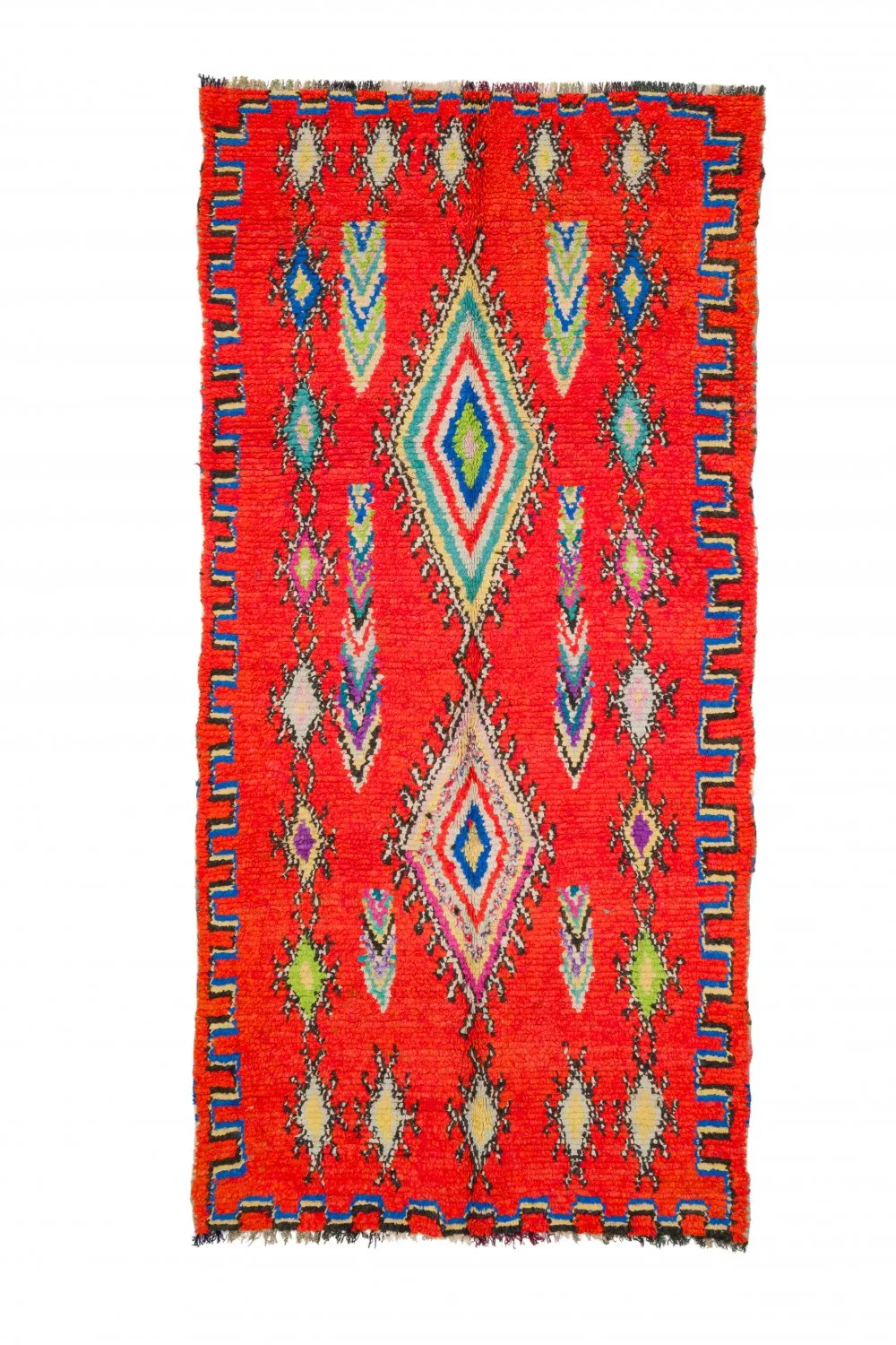 Tapis berbère marocain Boucherouite 285 x 135 cm