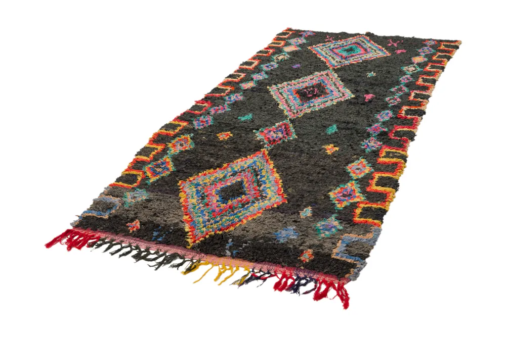 Tapis berbère marocain Boucherouite 285 x 120 cm
