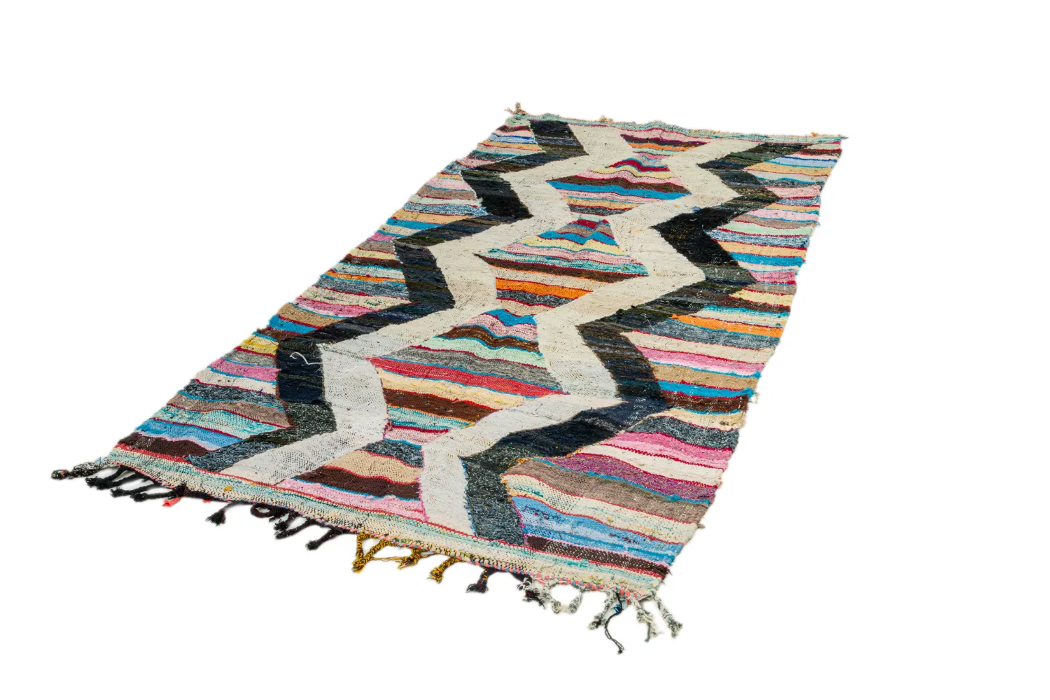 Tapis berbère marocain Boucherouite 125 x 265 cm