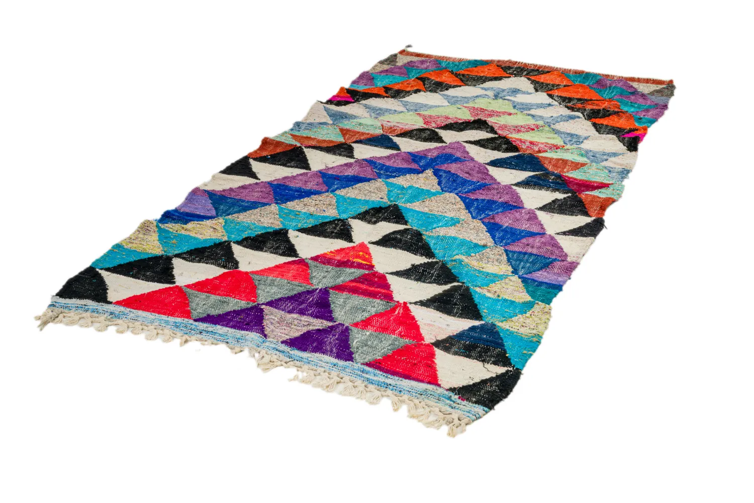 Tapis berbère marocain Boucherouite 130 x 250 cm
