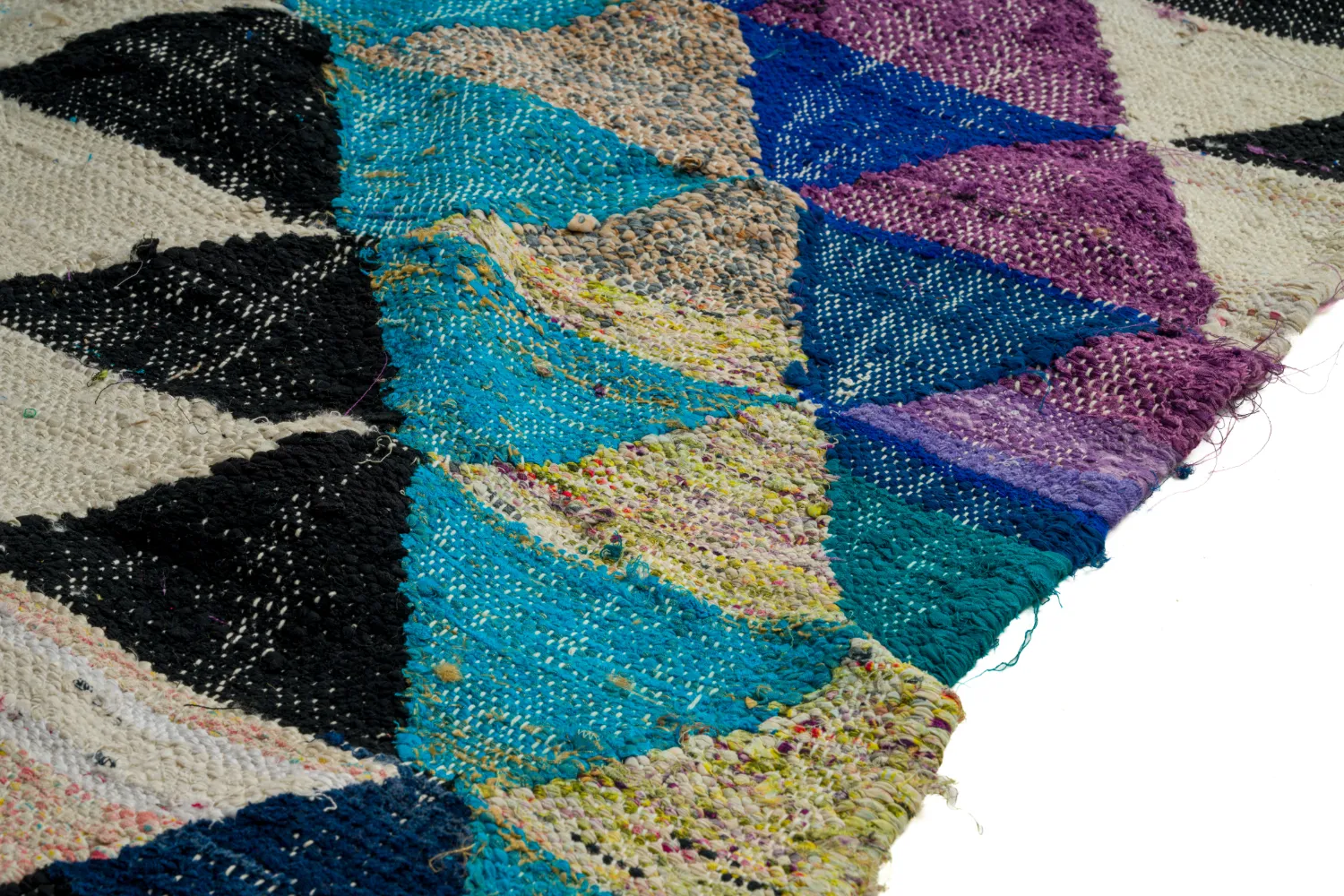 Tapis berbère marocain Boucherouite 130 x 250 cm