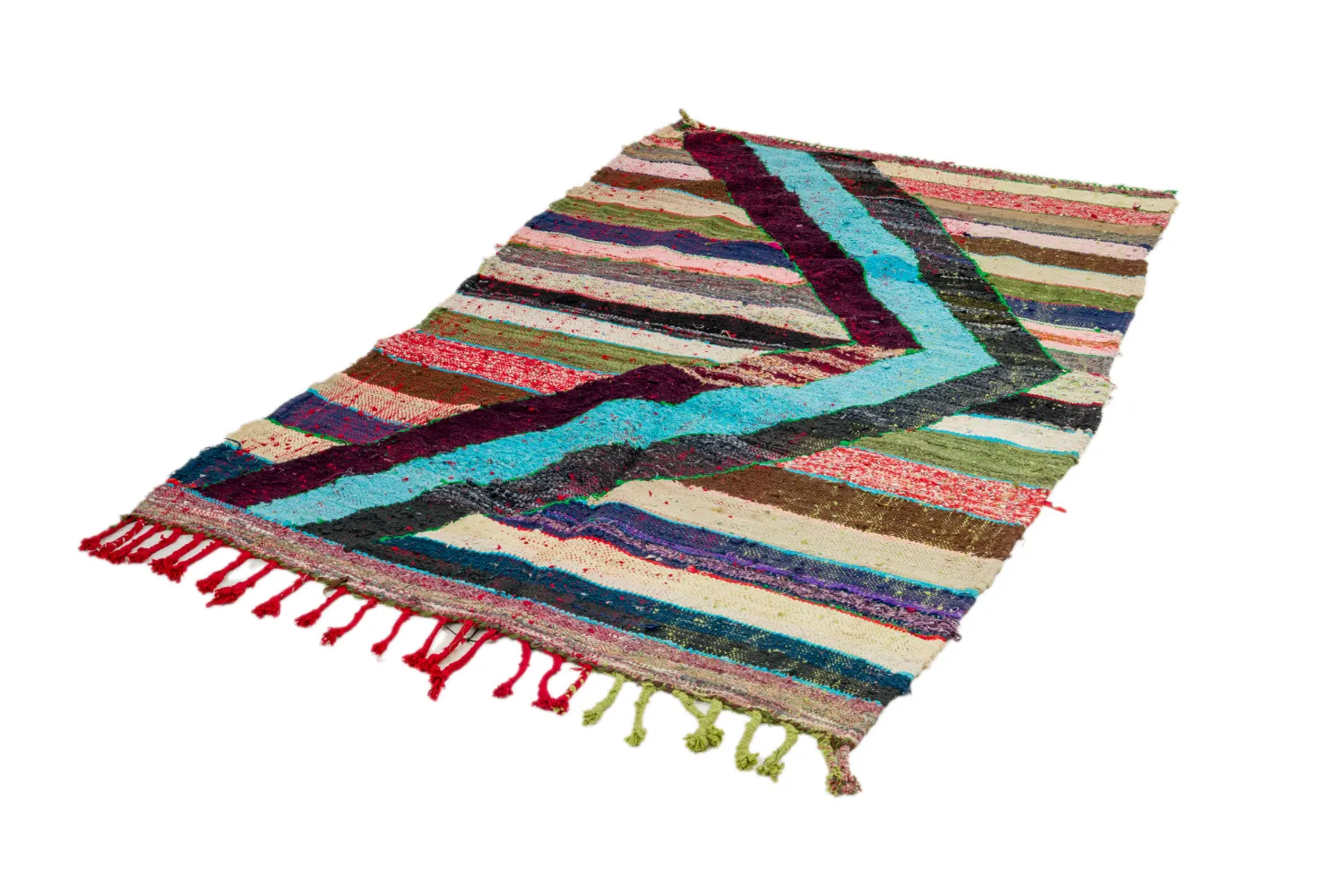 Tapis berbère marocain Boucherouite 115 x 215 cm
