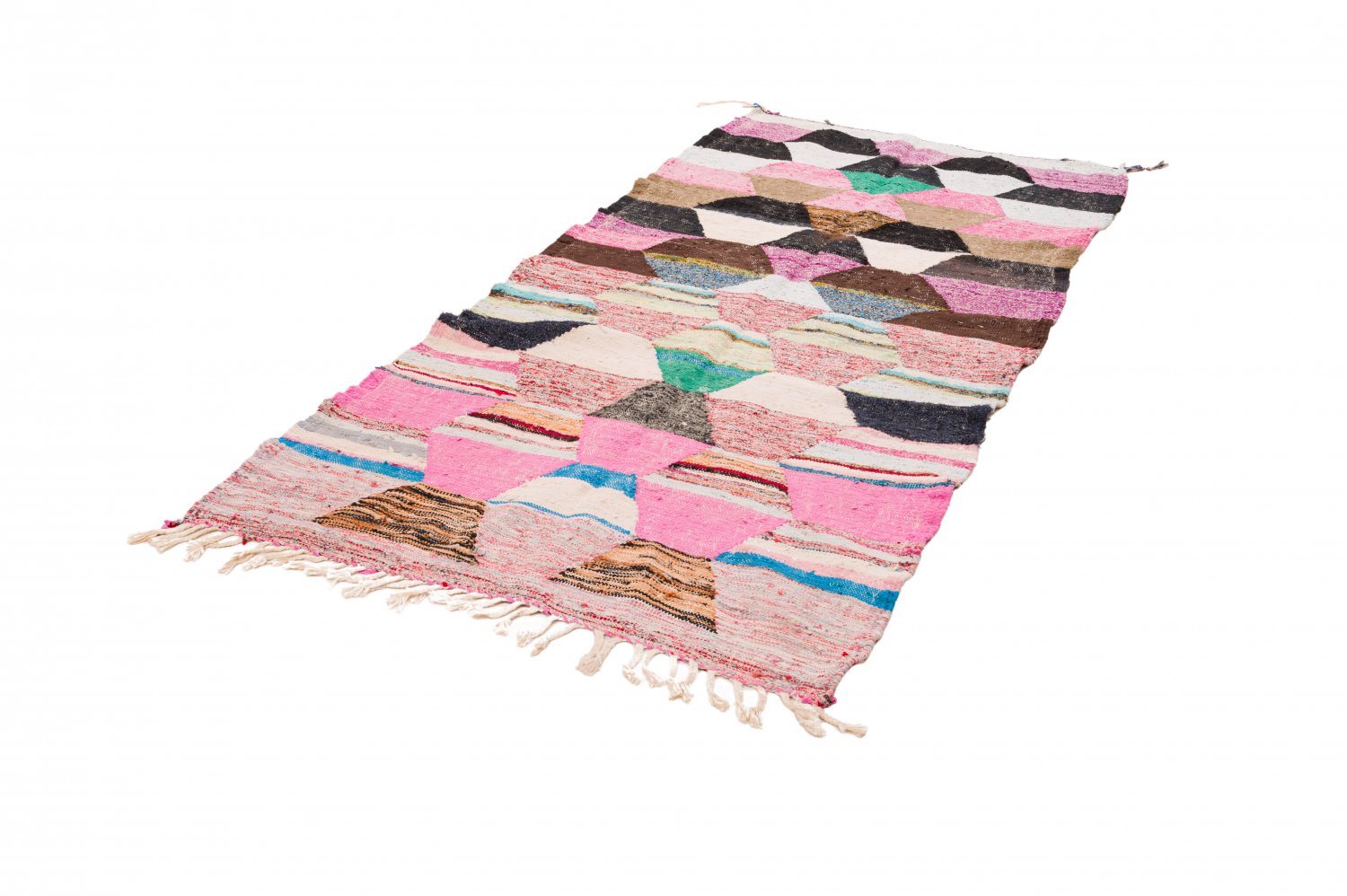 Tapis Berbère Boucherouite – Fait Main – Laine 100% – 2,54m X 0,87m – Maroc