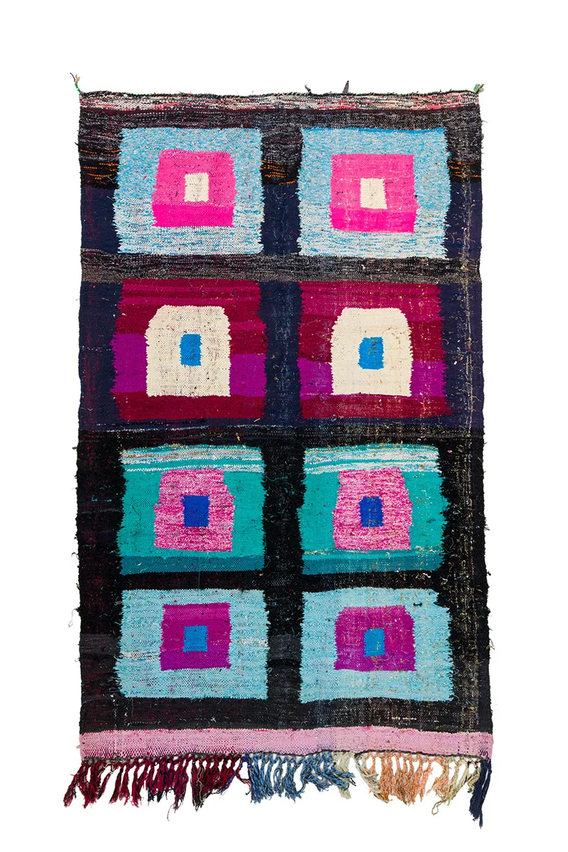 Tapis berbère marocain Boucherouite 140 x 225 cm