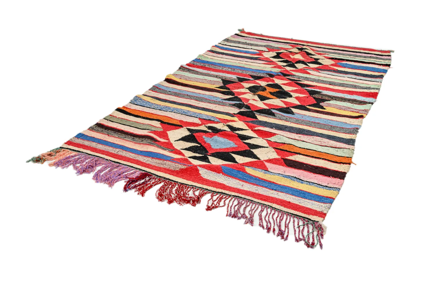 Tapis berbère marocain Boucherouite 145 x 250 cm