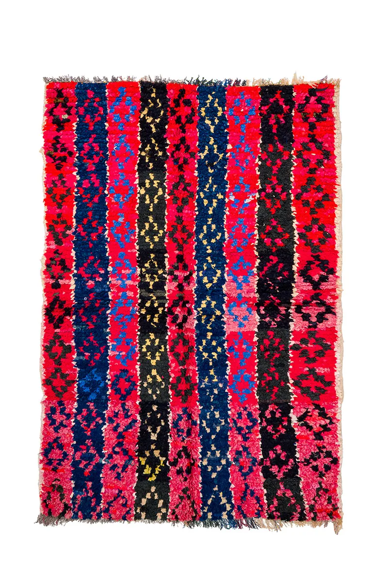 Tapis berbère marocain Boucherouite 135 x 205 cm