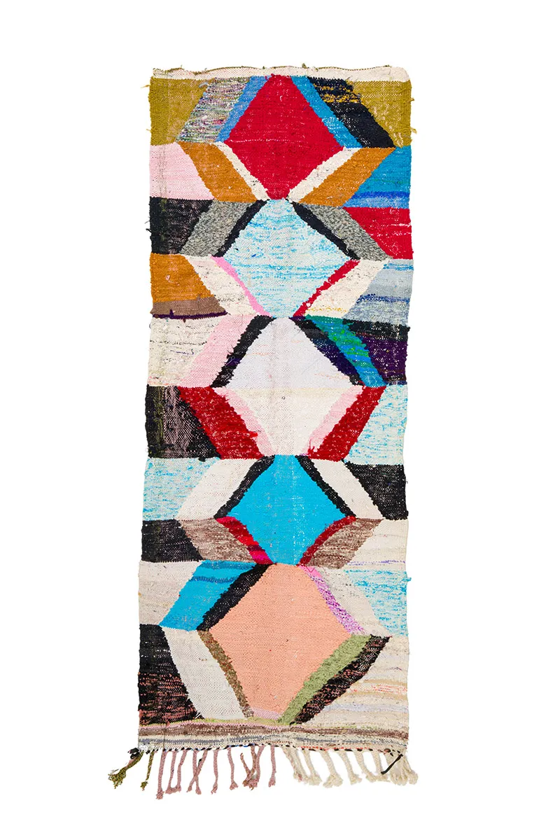 Tapis berbère marocain Boucherouite 370 x 190 cm