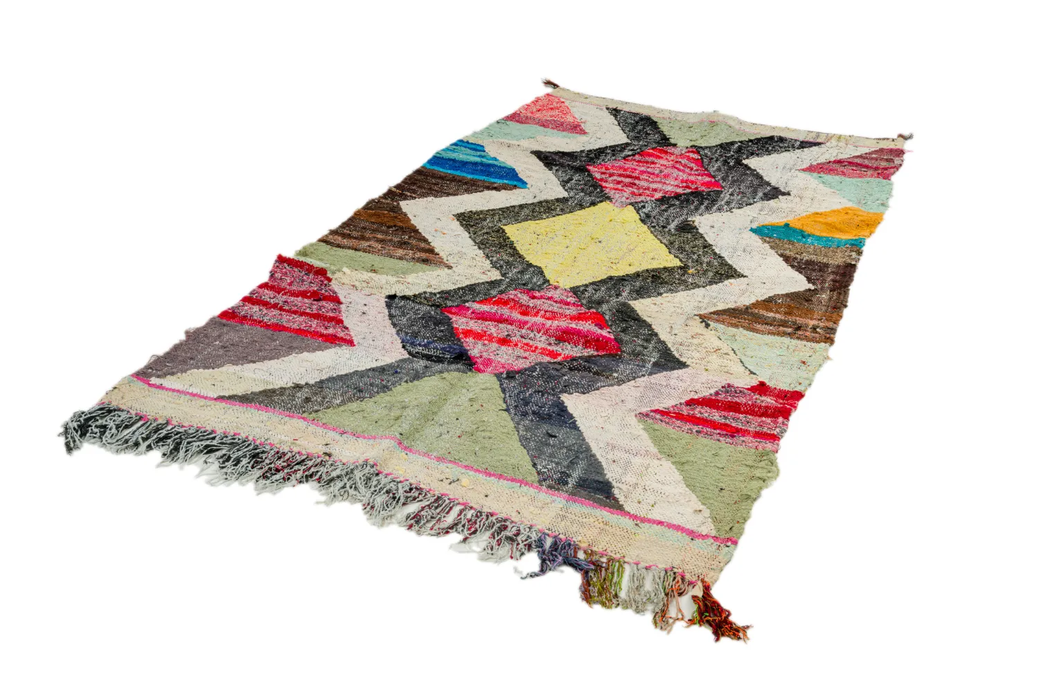 Tapis berbère marocain Boucherouite 135 x 230 cm