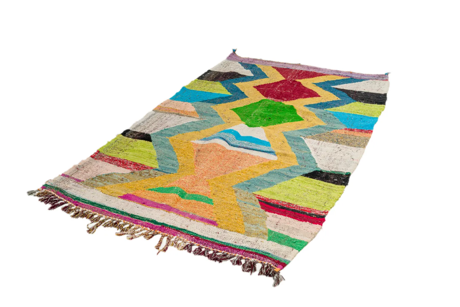 Tapis berbère marocain Boucherouite 125 x 230 cm