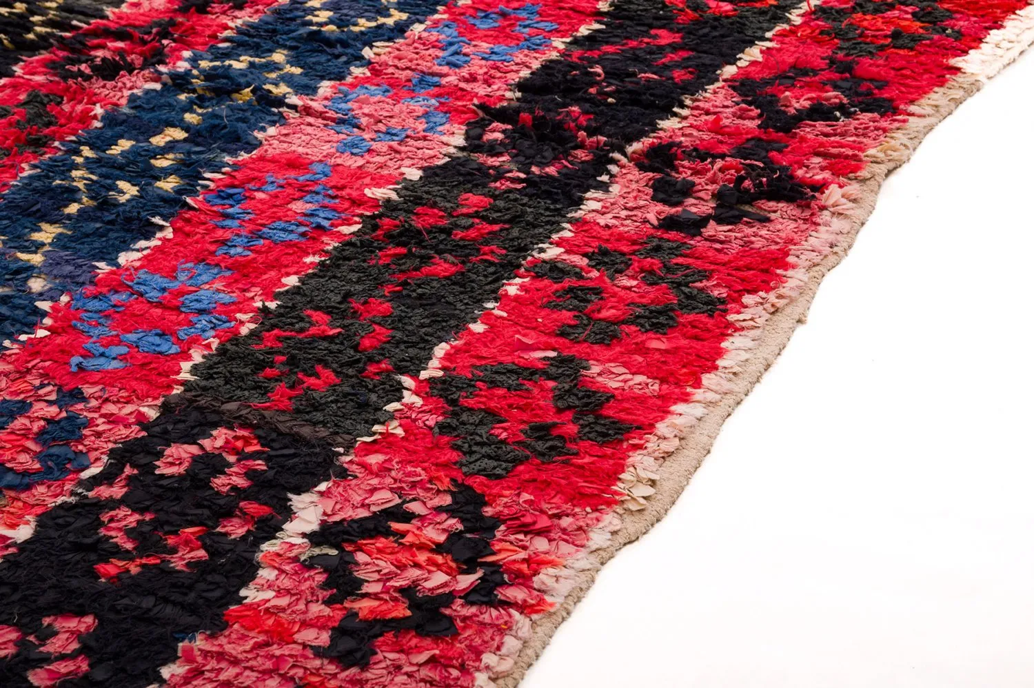 Tapis berbère marocain Boucherouite 135 x 205 cm