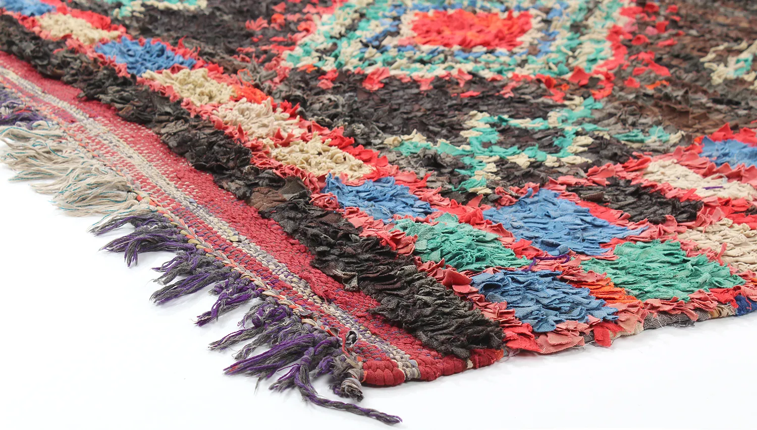 Tapis berbère marocain Boucherouite 270 x 120 cm