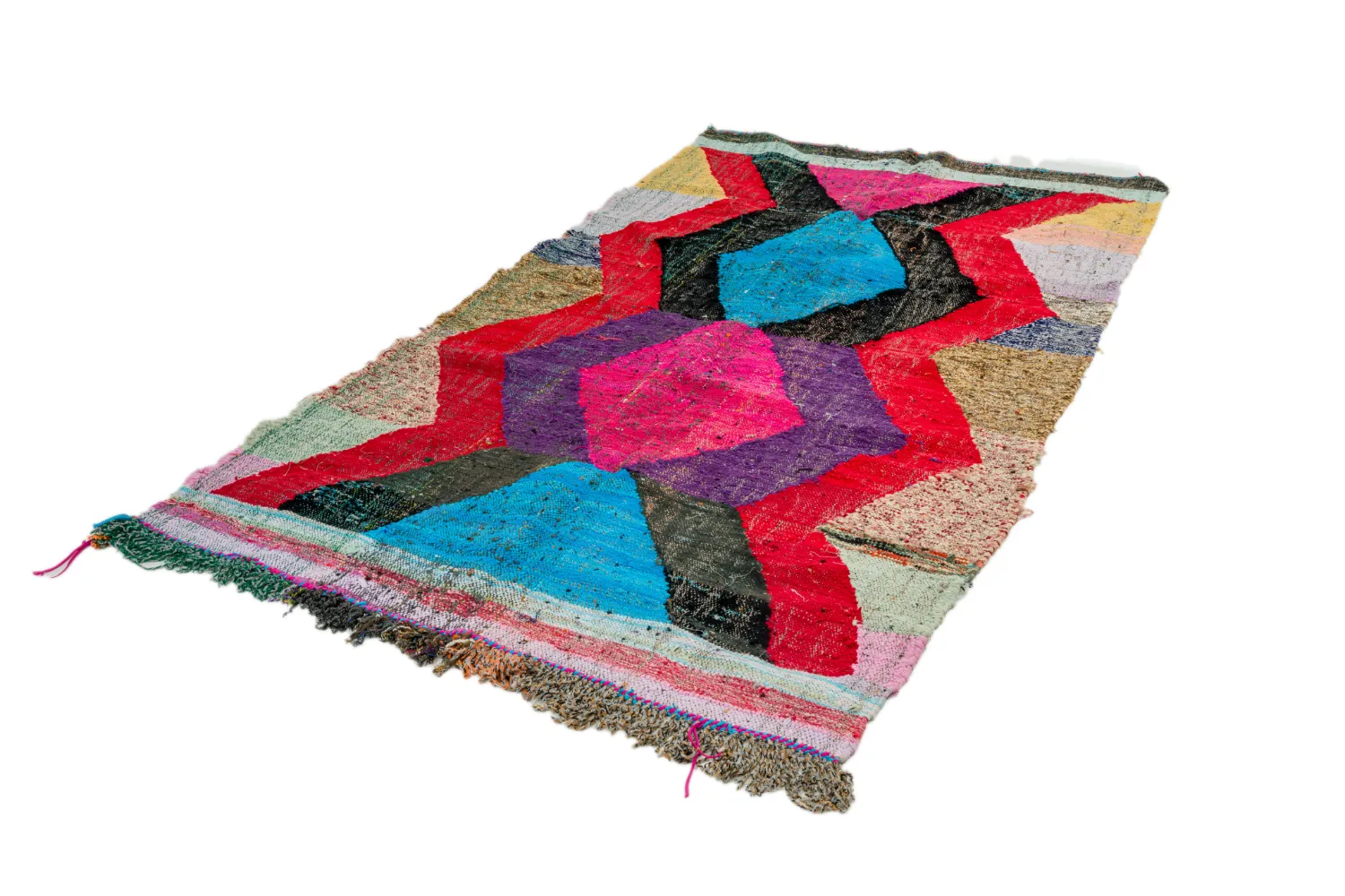 Tapis berbère marocain Boucherouite 125 x 235 cm