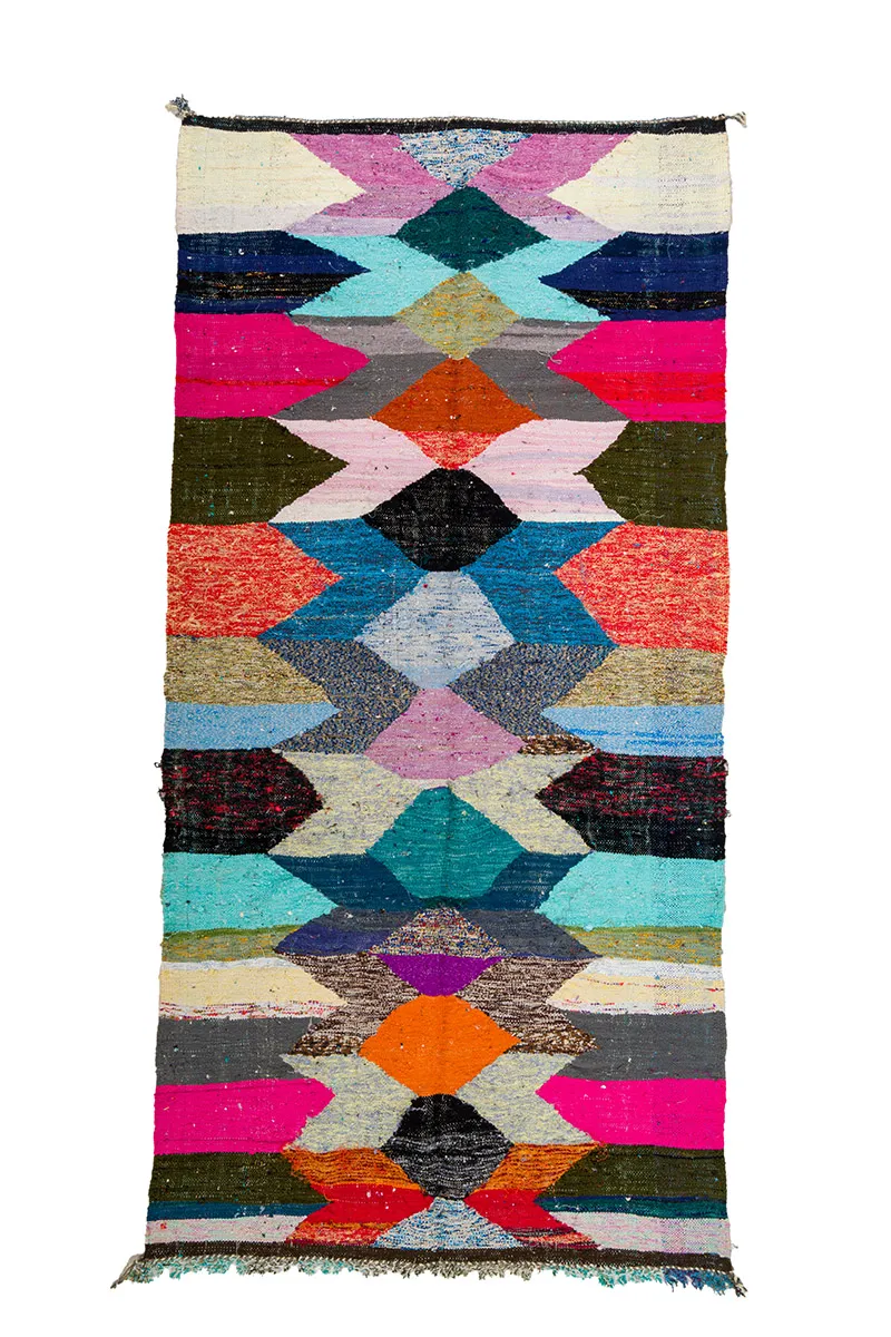 Tapis berbère marocain Boucherouite 145 x 295 cm