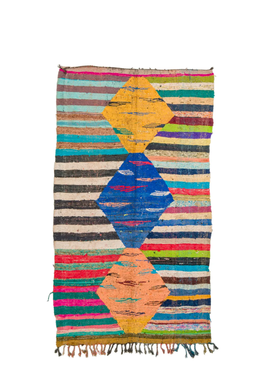 Tapis berbère marocain Boucherouite 135 x 230 cm