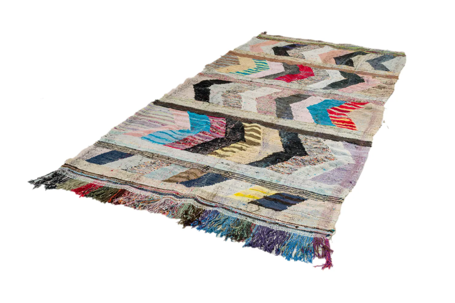 Tapis berbère marocain Boucherouite 155 x 305 cm
