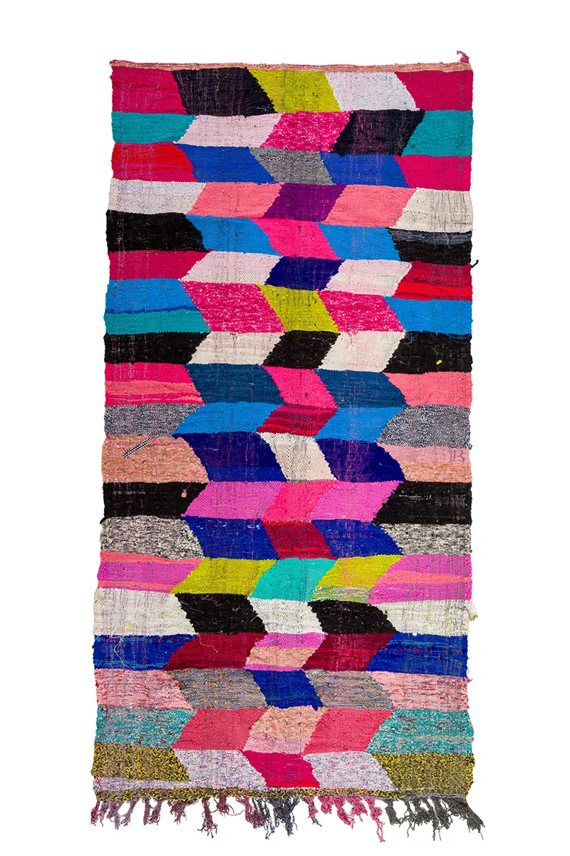 Tapis berbère marocain Boucherouite 150 x 305 cm