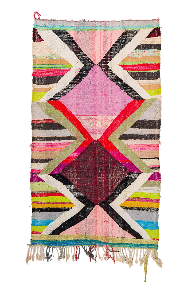 Tapis berbère marocain Boucherouite 135 x 245 cm