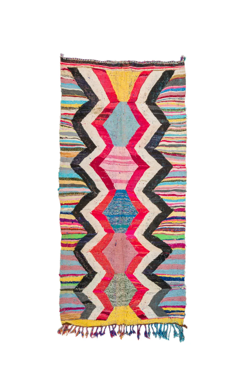 Tapis berbère marocain Boucherouite 125 x 265 cm