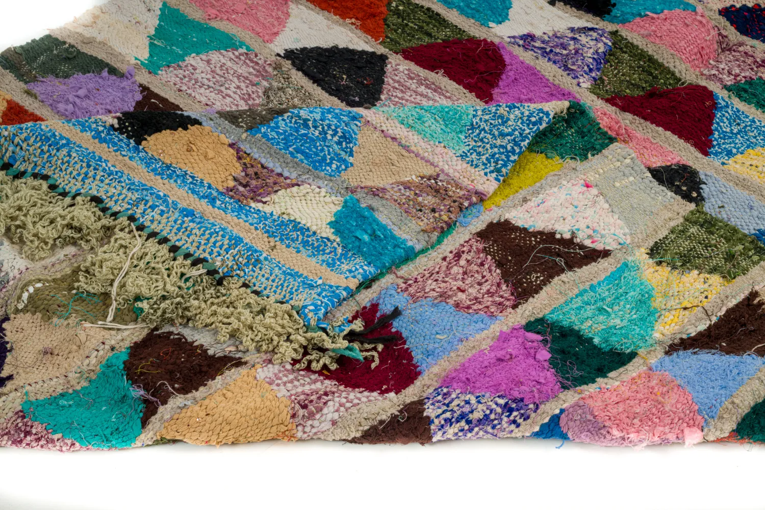 Tapis berbère marocain Boucherouite 125 x 255 cm