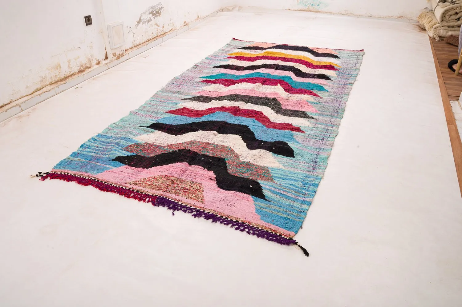 Tapis berbère marocain Boucherouite 150 x 310 cm